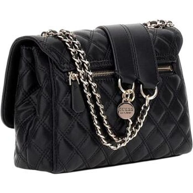 GUESS schoudertas handtas Giully II Top Handle Flap Bag Black zwart
