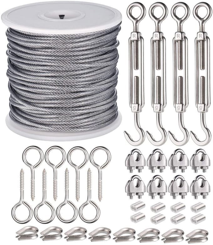 Dailygoods- Kabelset Roestvrij Staal - PVC-Coating - Oogschroeven