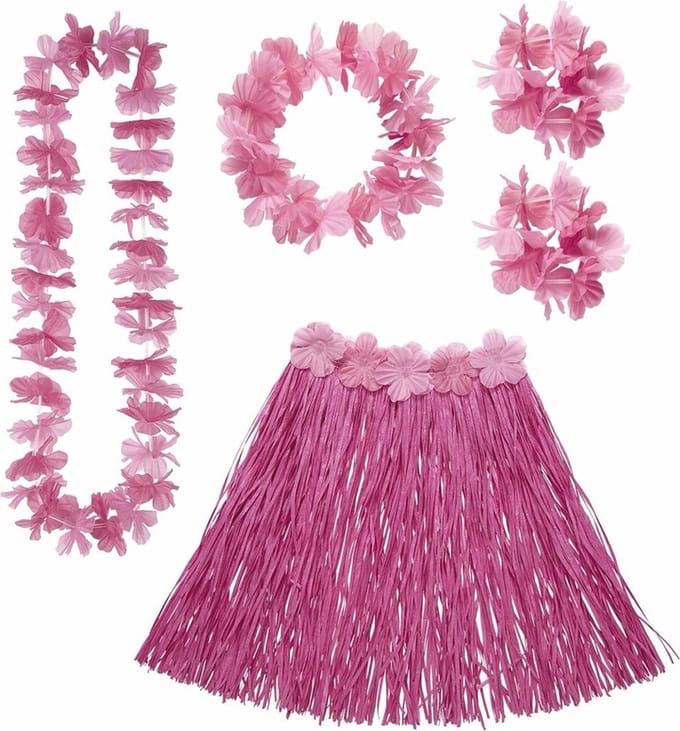 Widmann Hawaii verkleedset - voor dames - roze - carnaval/themafeest