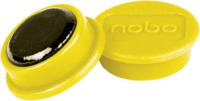Nobo Magnetische Whiteboard Magneten - Pak Van 10 Stuks - 24mm Magneten - Geel