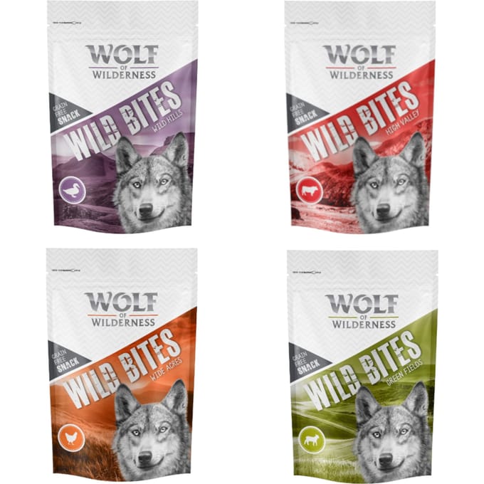 180g Wild Hills Eend Wild Bites Wolf of Wilderness Hondensnacks