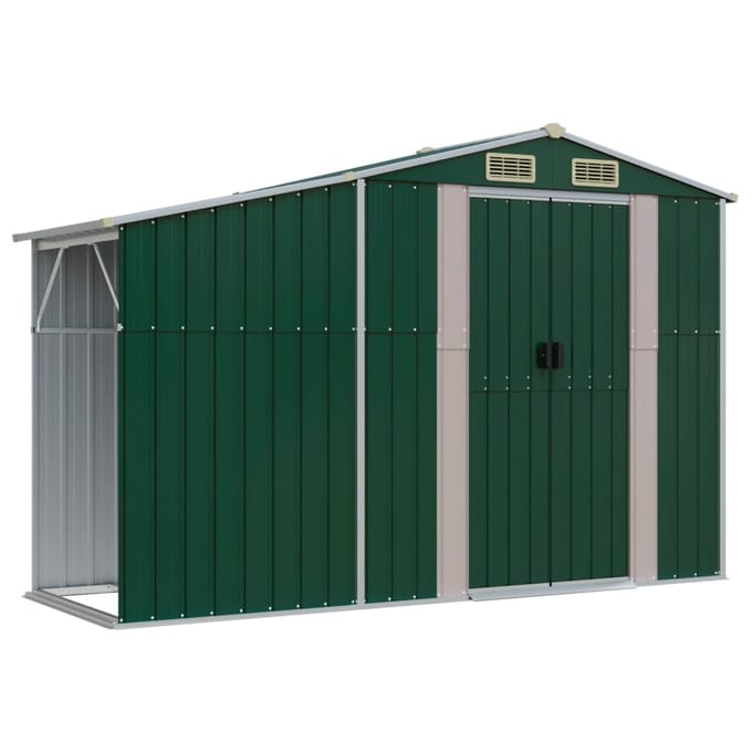 vidaXL - Tuinschuur - 277x93x179 - cm - gegalvaniseerd - staal - groen
