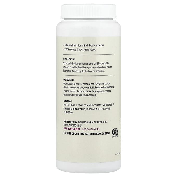 Gecertificeerd Biologisch Babypoeder, Lavendel, 71G(2.5Oz) white