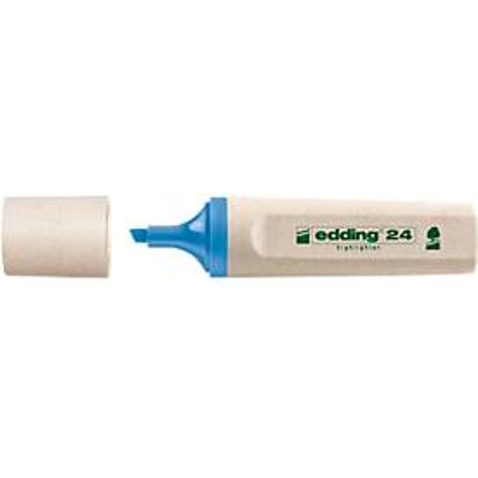 edding highlighter 24 EcoLine, 90% hernieuwbare grondstoffen, navulbaar, blauwe inkt, 10 stuks