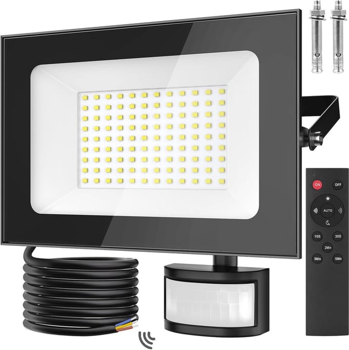 Krachtige 100W LED Buitenlamp met Bewegingsmelder en Afstandsbediening - IP66 Waterdicht Schijnwerper