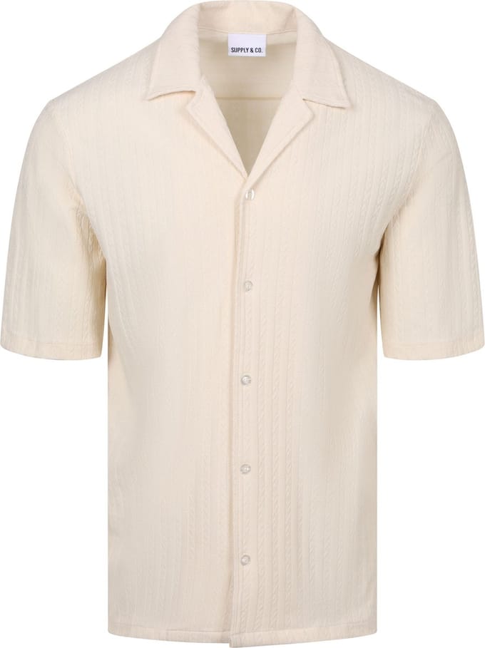 Supply & Co Short Sleeve Overhemd Stretch Off White - Maat L - Heren - Overhemden Casual