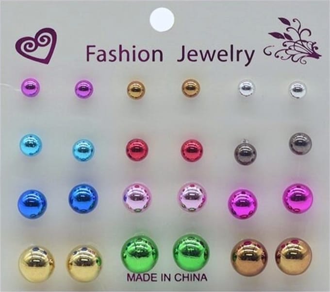 Fako Bijoux® - Oorbellen - Parel - Acryl - Mix 4 Kleuren - 12 Paar