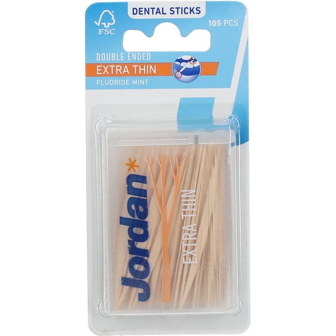 Jordan - Dental Sticks - Extra dunne tandenstokers - 105 Stokers