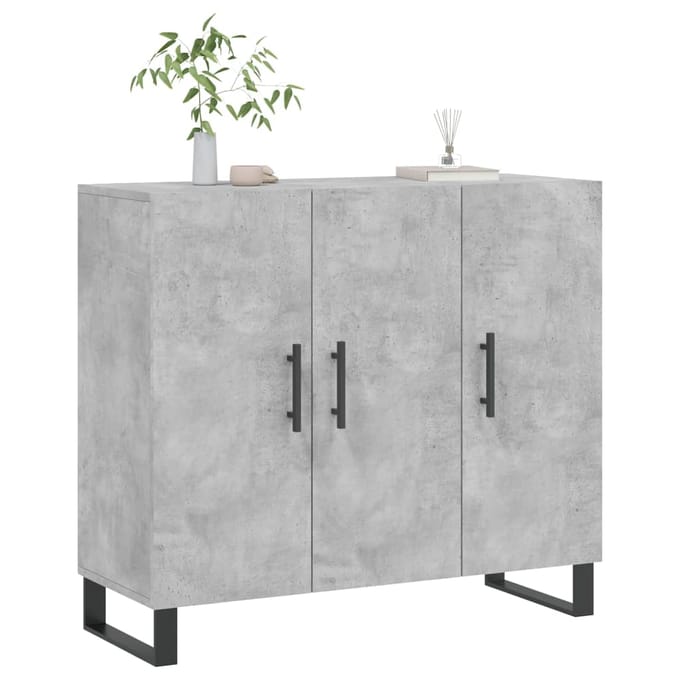 vidaXL - Dressoir - 90x34x80 - cm - bewerkt - hout - betongrijs