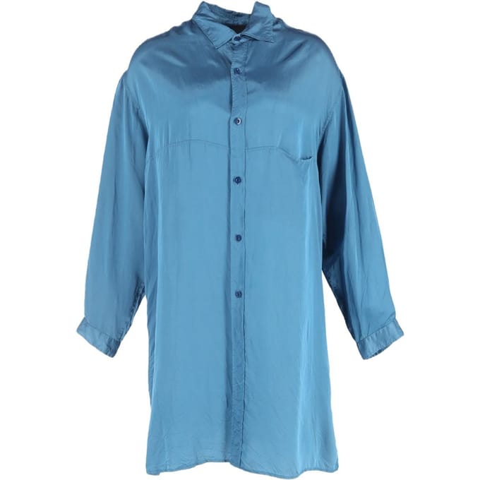 Y's by Yohji Yamamoto overhemd met knoopsluiting in blauwe zijde