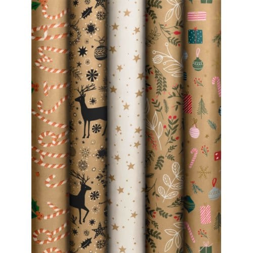 Stewo kerst cadeaupapier natural jule, formaat 70 x 200 cm assorti