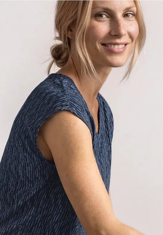 Shirt met afhangende schouders en elastische zoom