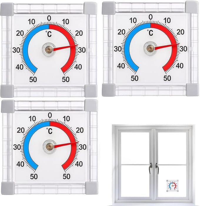 Set van 3 Zelfklevende Raamthermometers voor Binnen en Buiten
