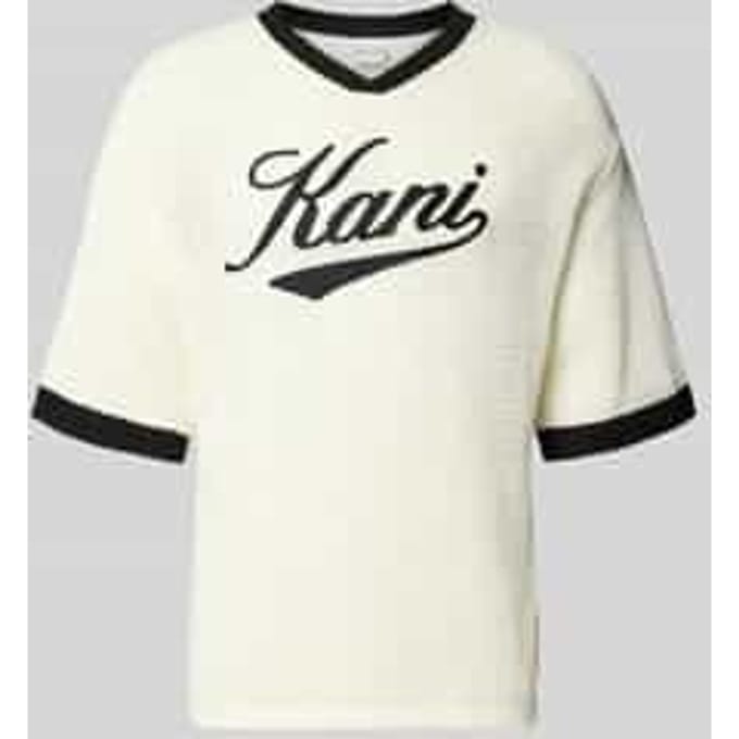 T-shirt in gehaakte look met V-hals