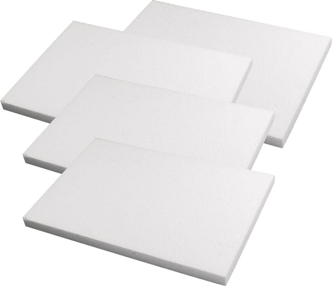 Rayher Piepschuim schijf - 4x wit - 20 x 30 x 2 cm - Knutsel- en decoratiemateriaal