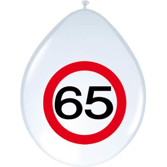 65 Jaar Verkeersbord Ballonnen - 8 stuks