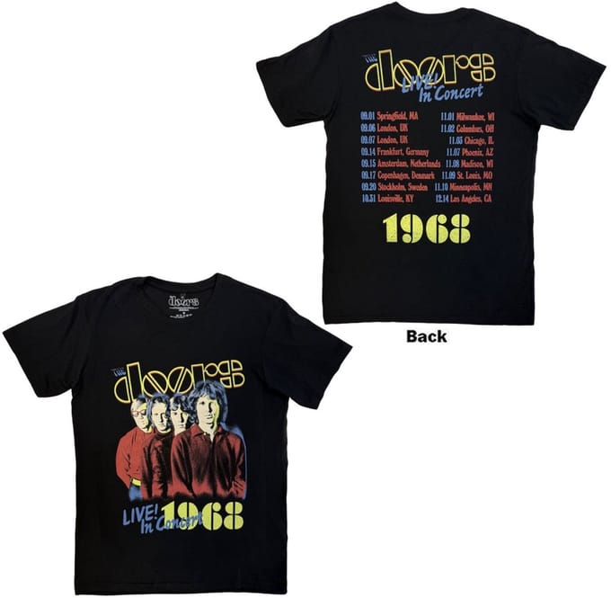 The Doors - Live In Concert '68 Heren Tshirt - S - Zwart