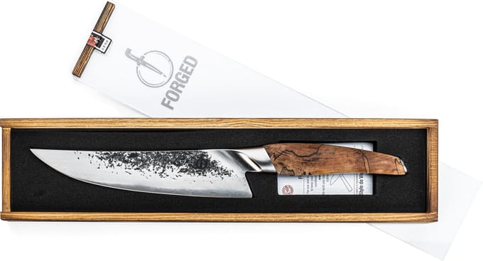 Forged Katai Koksmes 20cm - Wortelhout - In houten giftbox