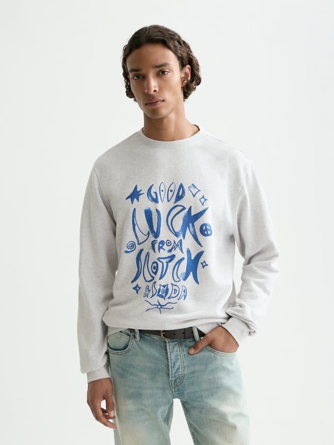 Scotch & Soda Washed Denim Graphic Sweat