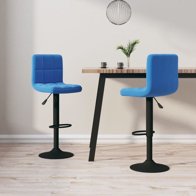 vidaXL - Barkrukken - 2 - st - fluweel - blauw