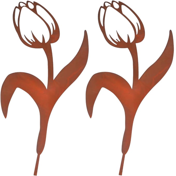 Tuinsteker - tulp - bruin - 39x80 cm - 2 stuks