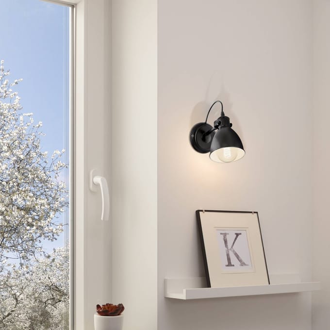 EGLO Priddy Wandlamp - E27 - 21,5 cm - Zwart/Wit