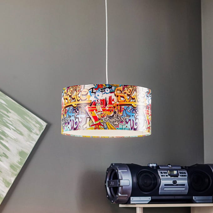 Maco Design Hanglamp Graffiti met kleurrijke fotoprint