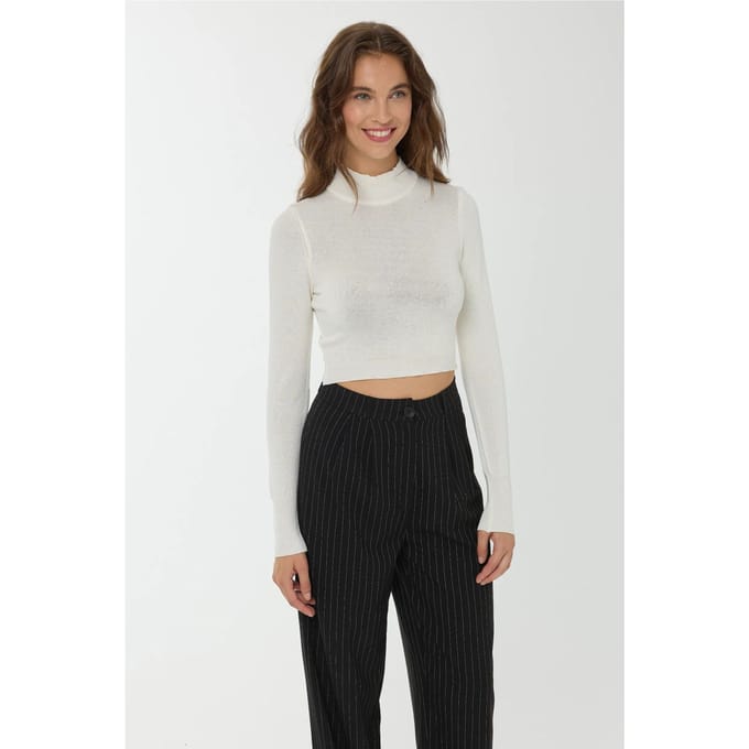 Slim Fit Halve Col Trui met Korte Mouwen