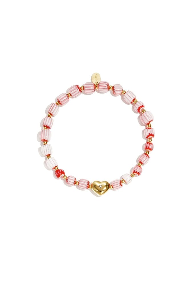 Armband van kralen met hartvormig centerpiece