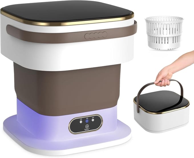Draagbare wasmachine - Mini wasser - Kleine was - Opvouwbaar ontwerp - 15 Liter - Kaki