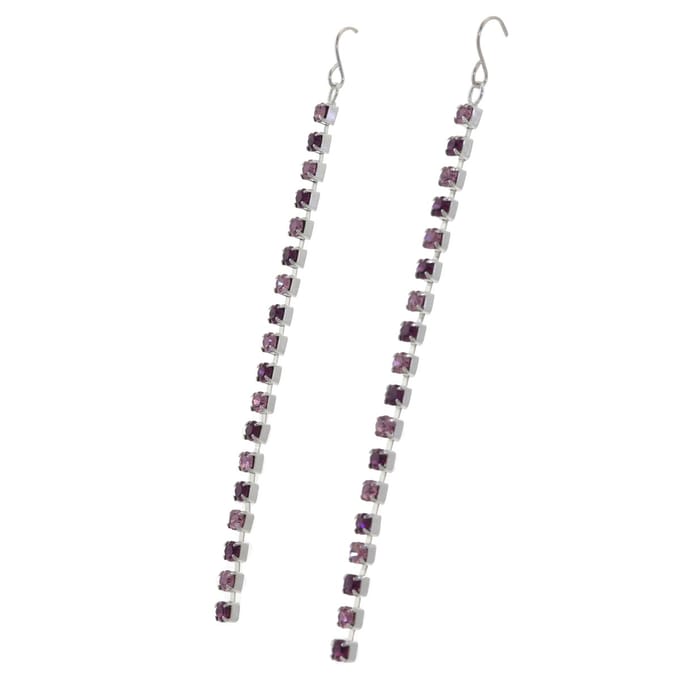 Behave - Oorhangers paars dames - Lange elegante stijl - Avondlook
