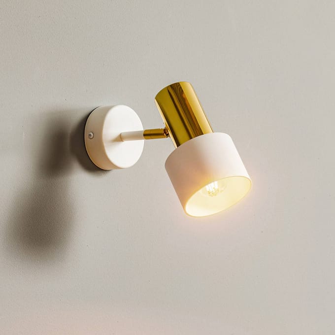 Euluna Wandspot Destin, 1-lamp, wit/messing