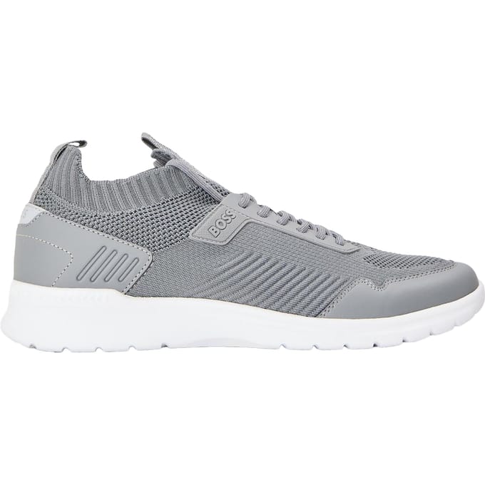 Boss Lage herensneakers van extreem leer (Lichtgrijs)
