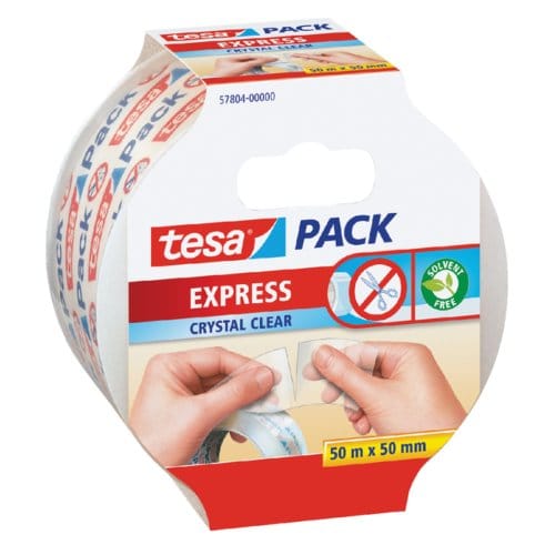 Verpakkingstape tesapack® Express Crystal Clear 50mx50mm handscheurbaar transparant