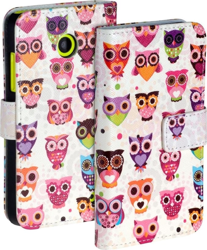 Uil Wit Nokia Lumia 535 Bookcase Flip Cover Wallet Hoesje