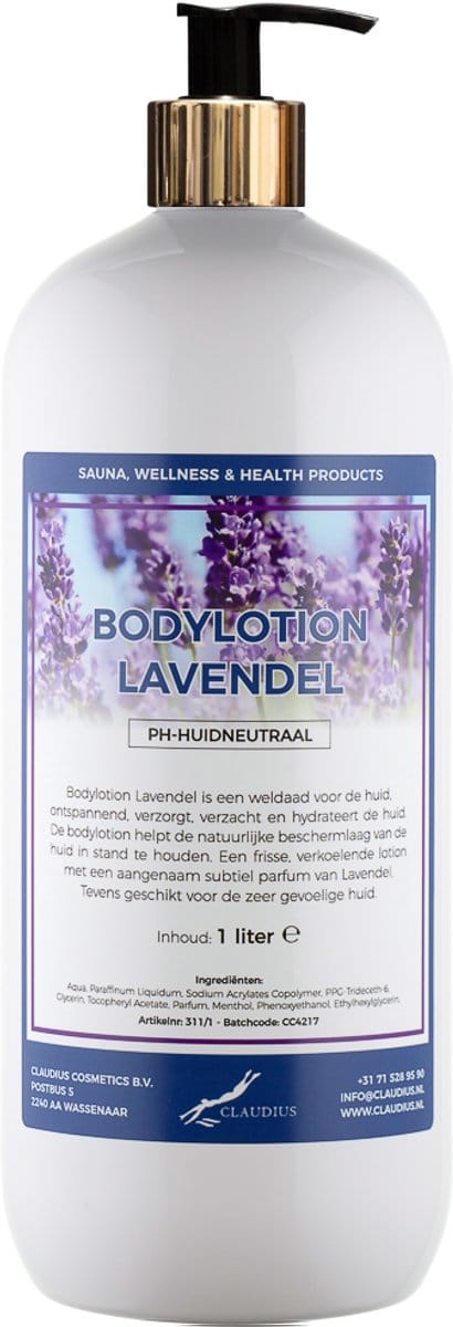 Bodylotion Lavendel 1 liter met gouden pomp