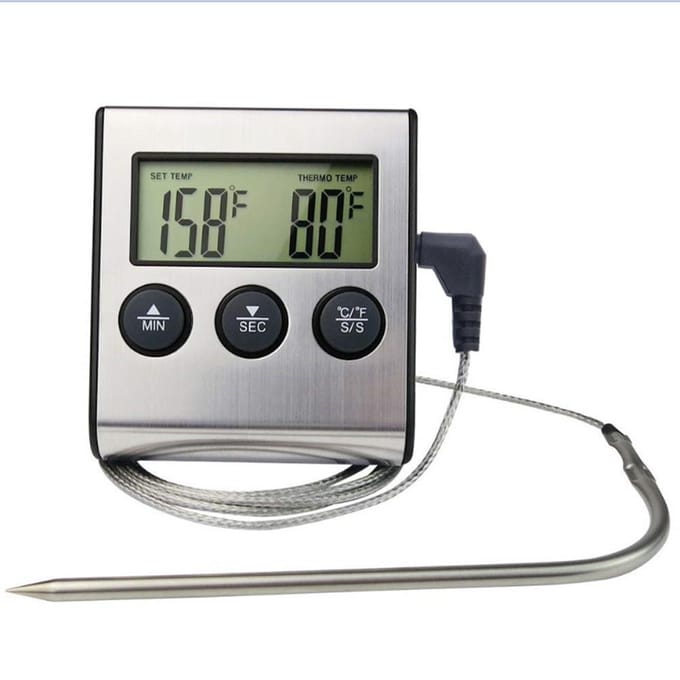 Digitale Vleesthermometer Barbecue Eten Kookthermometer Sonde Steak BBQ Temperatuurmeter black