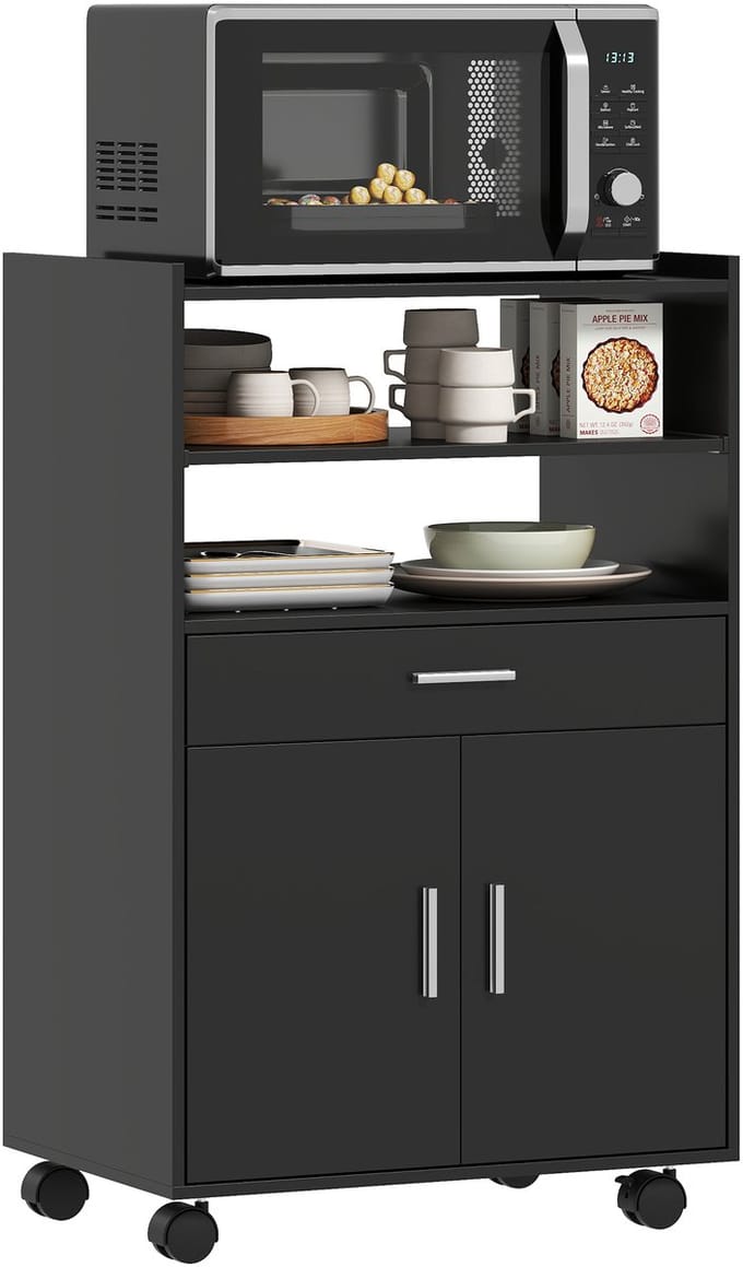 HOMCOM-Magnetronkast-MDF-59x40x92cm-Zwart