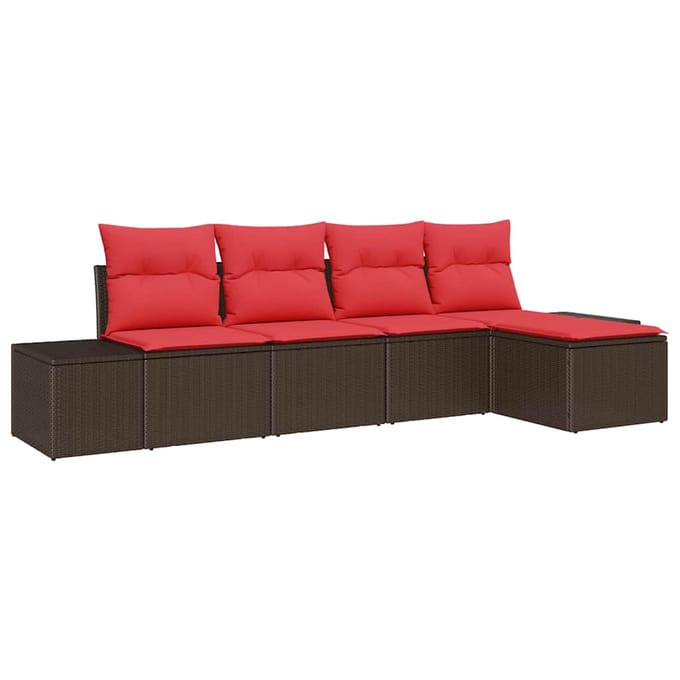 vidaXL Tuin Sofa Set 5 st Bruin poly rattan