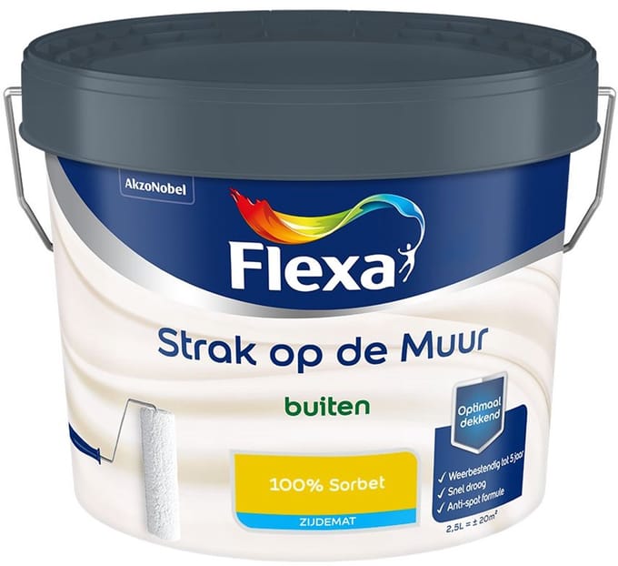 Flexa - Strak Op De Muur Buiten Zijdemat - 100% Sorbet - Mengverf - 2,5 L