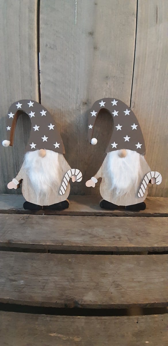 Houten kabouters - Set van 2 - Gnome - Staand - Kerst