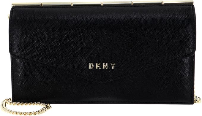 DKNY Leren Portemonnee Heidi Wallet With Strap Blk / Gold Zwart