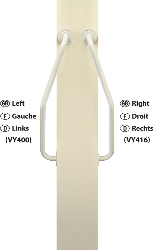 Aidapt Trapbeugel gedraaid LINKS - Duurzaam witte afwerking - Wit