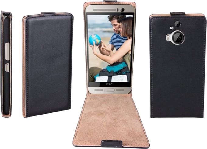 Flip Case voor HTC One M9+ Plus zwart ultradun
