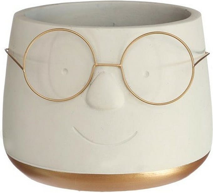 Pot met bril goud - 13.5 x 10.5 - Bloempot bil L