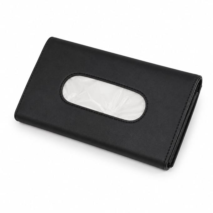 Auto Tissuehouder voor Zonneklep - Luxe Leren Tissuebox voor Auto - Ruimtebesparende Papierhouder - Auto Accessoires Interieur - Zwart