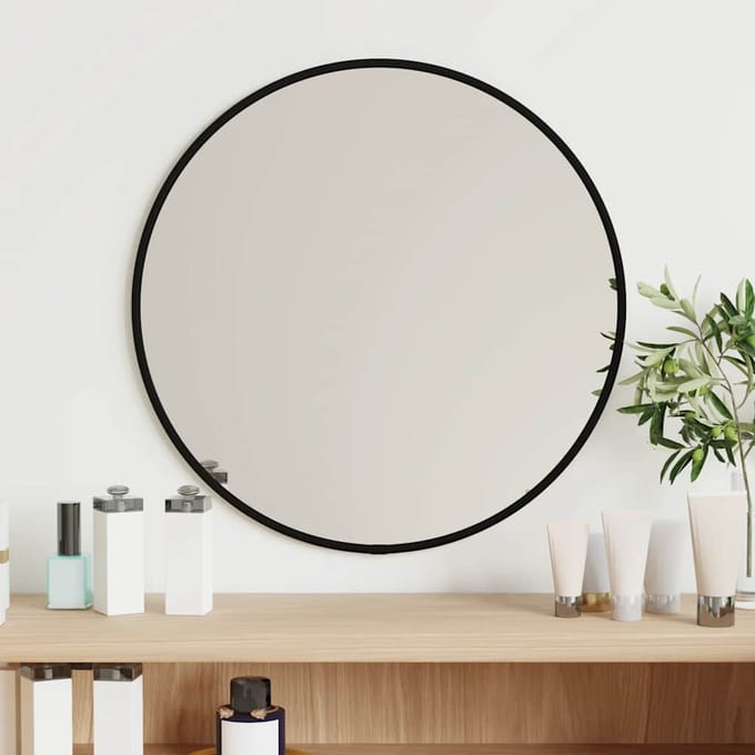 vidaXL - Wandspiegel - rond - Ø40 - cm - zwart