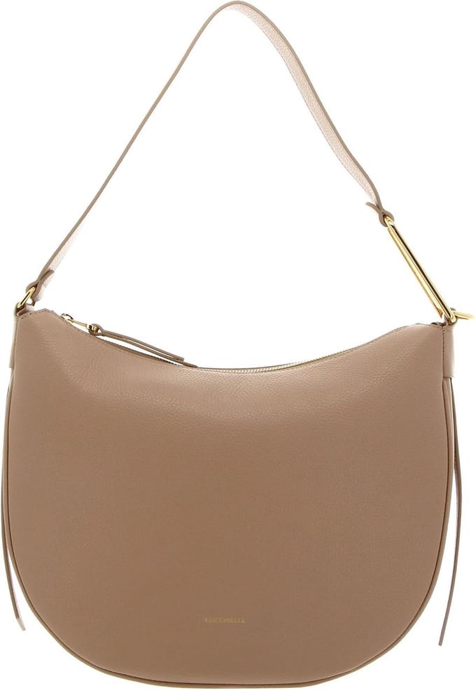 COCCINELLE Leren Schoudertas Coccinelle Priscilla Handbag Grained Leather Toasted Beige