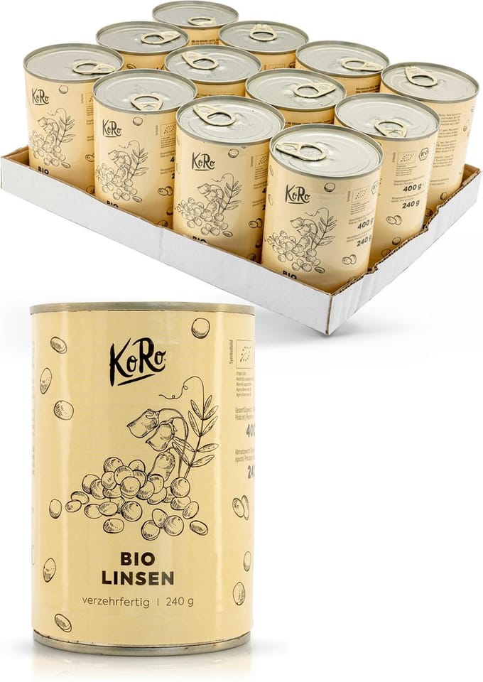 KoRo | Bio bruine linzen in blik 12 x 240 g