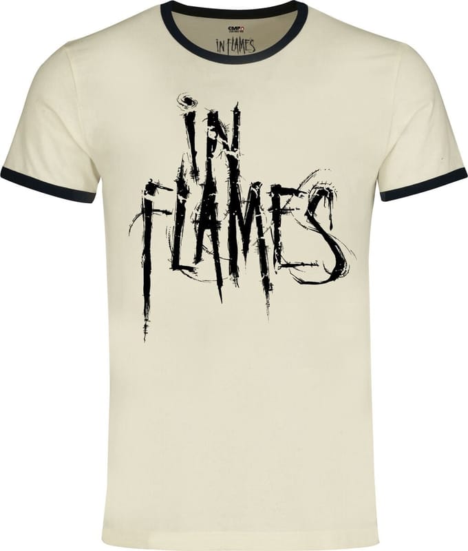 In Flames Logo - Ringer Shirt Heren T-shirt - gebroken wit - XL